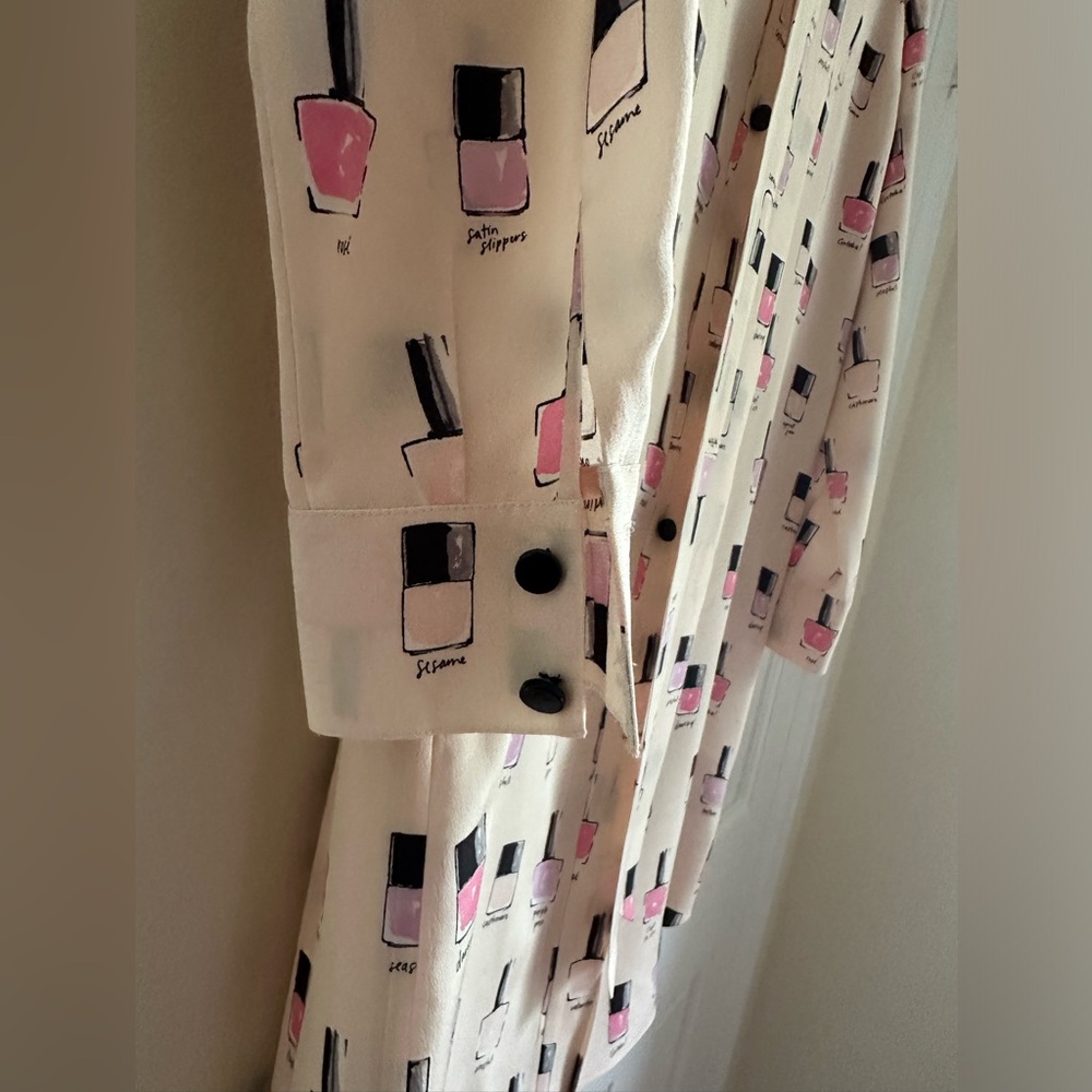 Kate Spade shell 100% silk Women's small Pink Nail Polish Button Dress - Picture 2 of 7